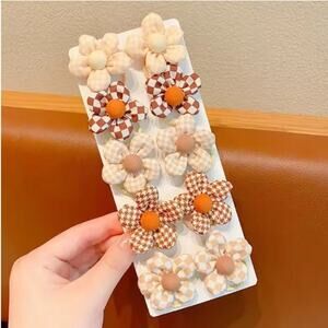 10Pcs Baby Hair Accessories Cute brown Floral Ponytail Holder Soft Scrunchie